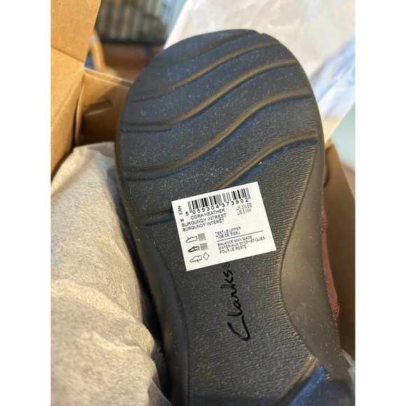 Clarks Cora Heather Burgundy Red Interest Camo 6 XW NEW Slip On Loafers - Picture 8 of 8